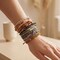 Wrapables Boho Hair Tie Bracelets for Women, No Damage Elastic Hair Bands, Hair Accessories for Thick and Thin Ponytails (20pcs), Orange Pink